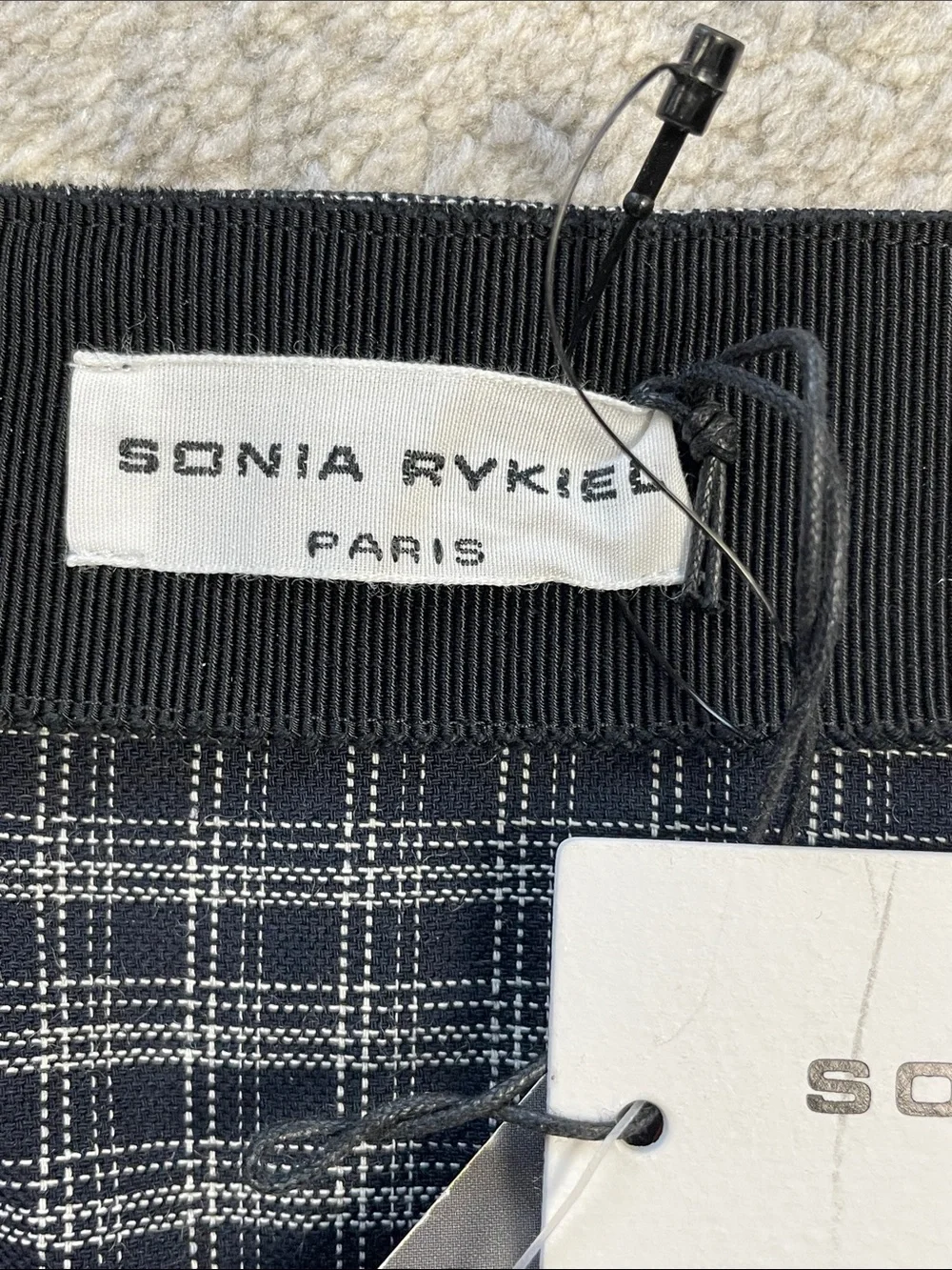 NWT Sonia Rykiel Check Plaid Mini Skirt with Flared Drop Waist Sz 44